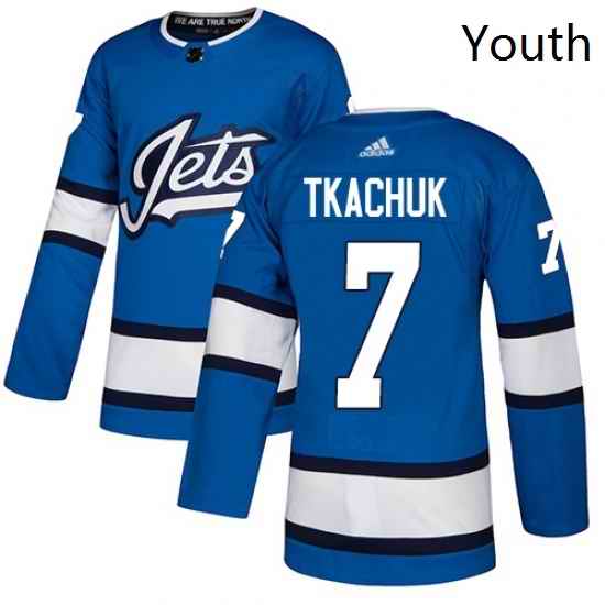 Youth Adidas Winnipeg Jets 7 Keith Tkachuk Authentic Blue Alternate NHL Jersey